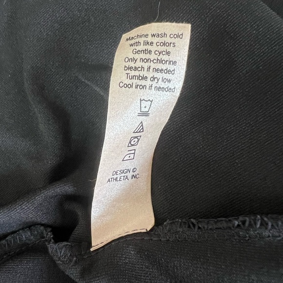 Athleta Nectar Faux Wrap Black Dress w/ Cap Sleeves, Ruching, Surplice Neck, S - Picture 8 of 8